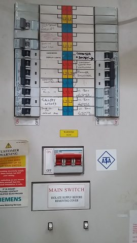 Fuse box labelling by a qualified electrical contractor